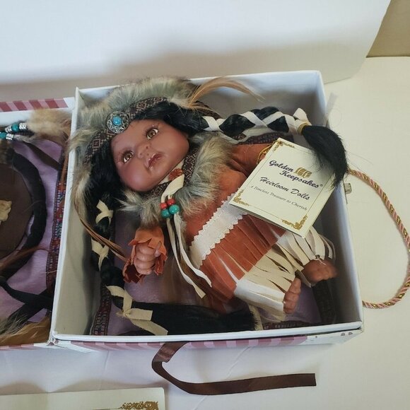 Golden Keepsakes Indian doll headdress Heirloom certificate 8.5" - Picture 9 of 12